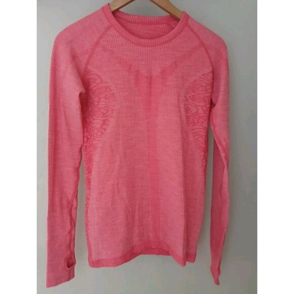 Lululemon Restless Pullover Est Size 6 Pink Thumb Holes Gym Yoga  Run - Picture 1 of 9